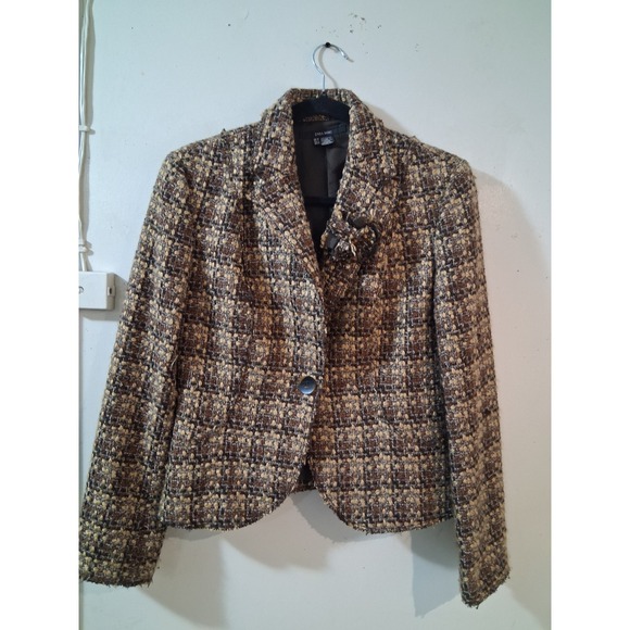 Zara Basic Jackets & Blazers - Zara Basic Brown Wool Blend Tweed Blazer Jacket Size 8 Single Button Suit Coat